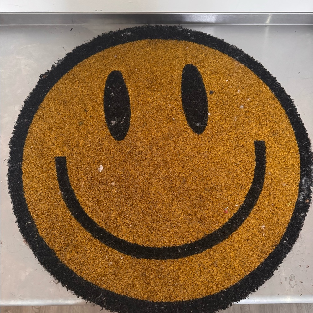 Smiley Face Doormat - Black and Brown